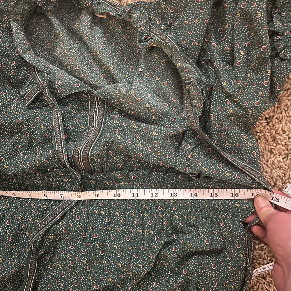 Max Studio | green country maxi dress with folky florals, size small - Picture 4 of 12